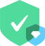 green check mark with blue shield